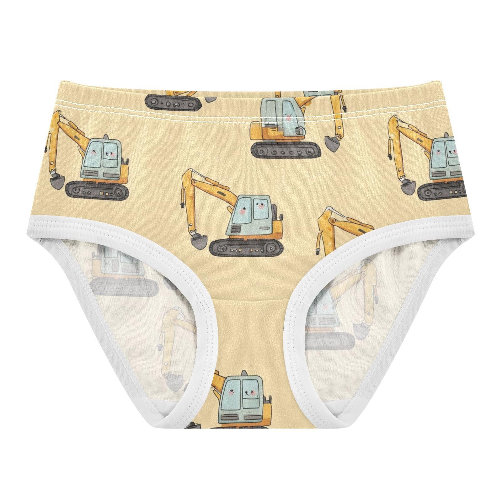 Wusikd Cute Excavator Pale Yellow Girls Underwear Cotton Girls Briefs Soft Toddler Underwear 2T