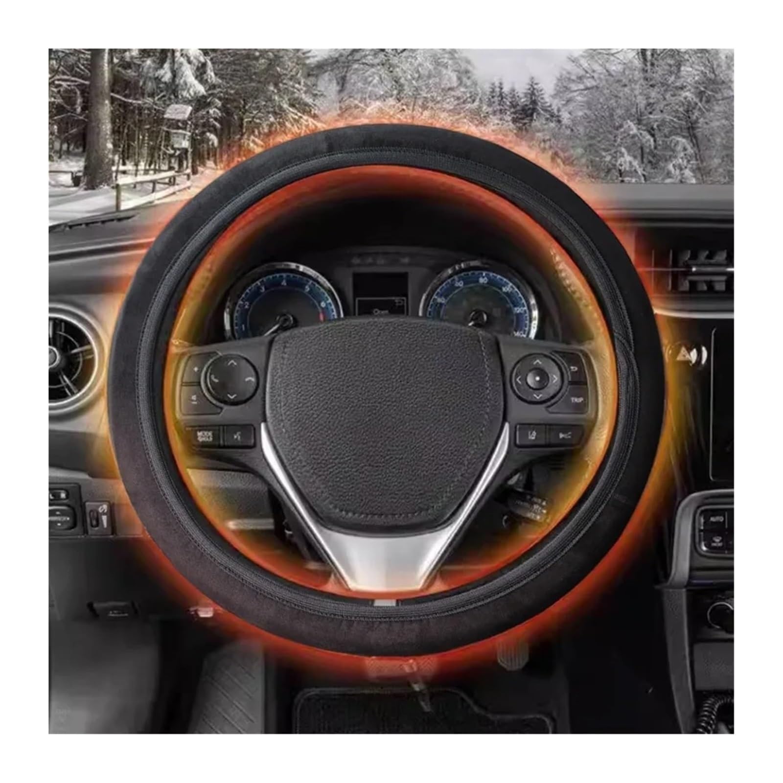Funda Protectora para Volante Calefactable Coche 38 Cm/15 Pulgadas Accesorios Interiores Cubiertas Volante