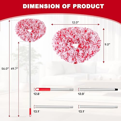 Vista 78 de Limpiador de ventilador de techo reutilizable de microfibra para ventilador de techo, limpiador extraíble con poste de extensión que se ajusta de 13