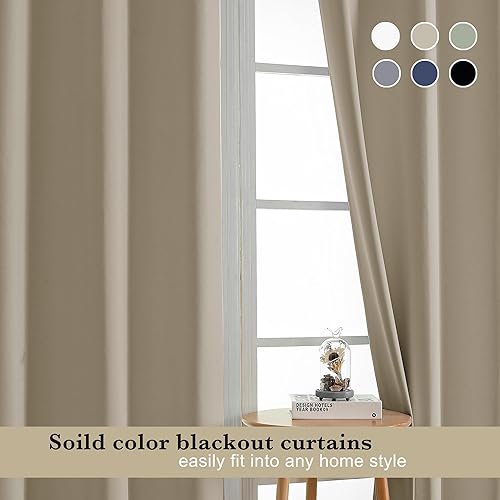 Miniatura 2 de Nika - Juego de 2 paneles de cortinas opacas beige de 96 pulgadas de largo, cortinas suaves extralargas, cortinas cálidas con aislamiento térmico y
