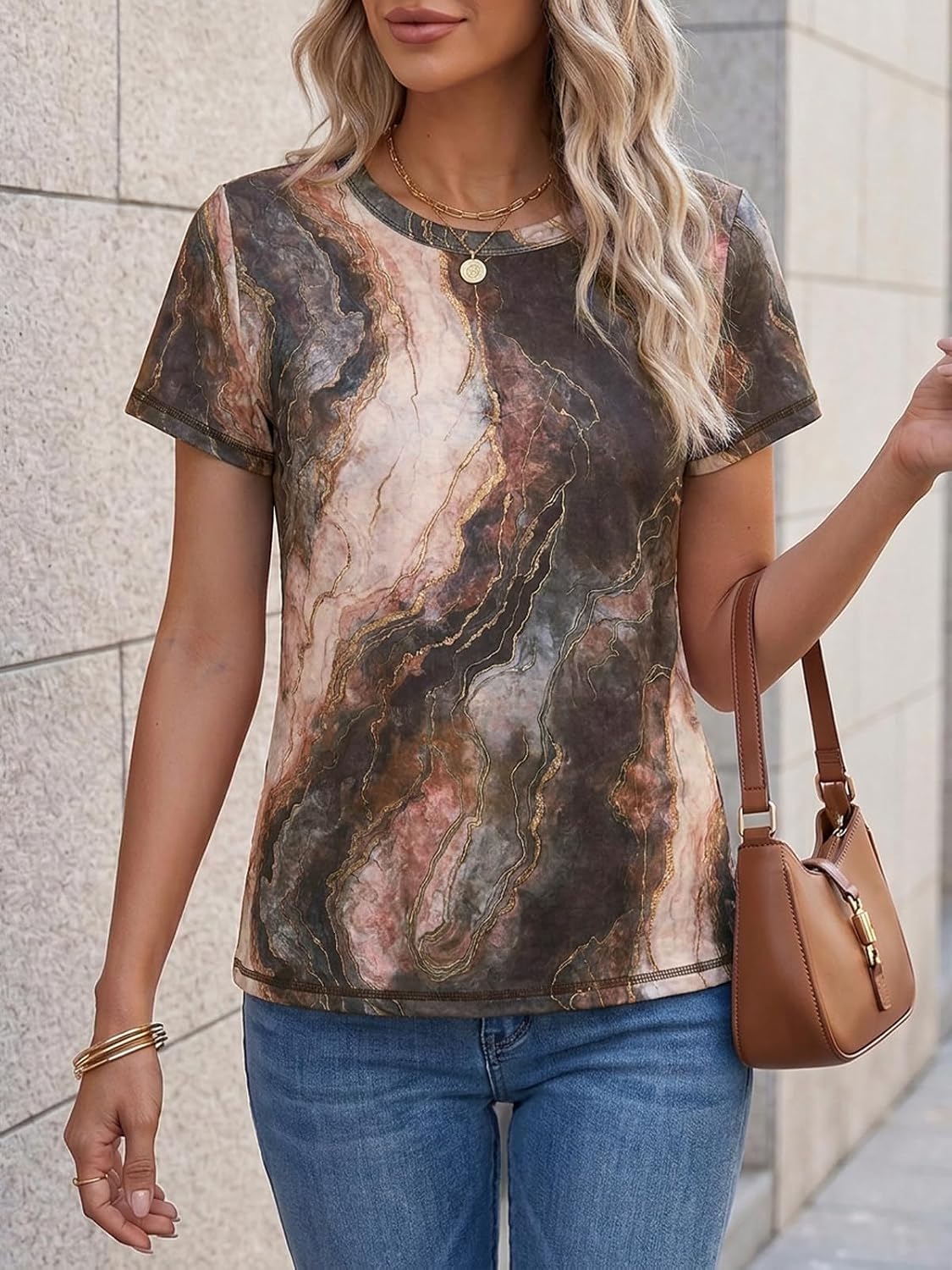 Cicy Bell Womens Summer Floral T-Shirts Casual Short Sleeve Tops Basic Tees image 5