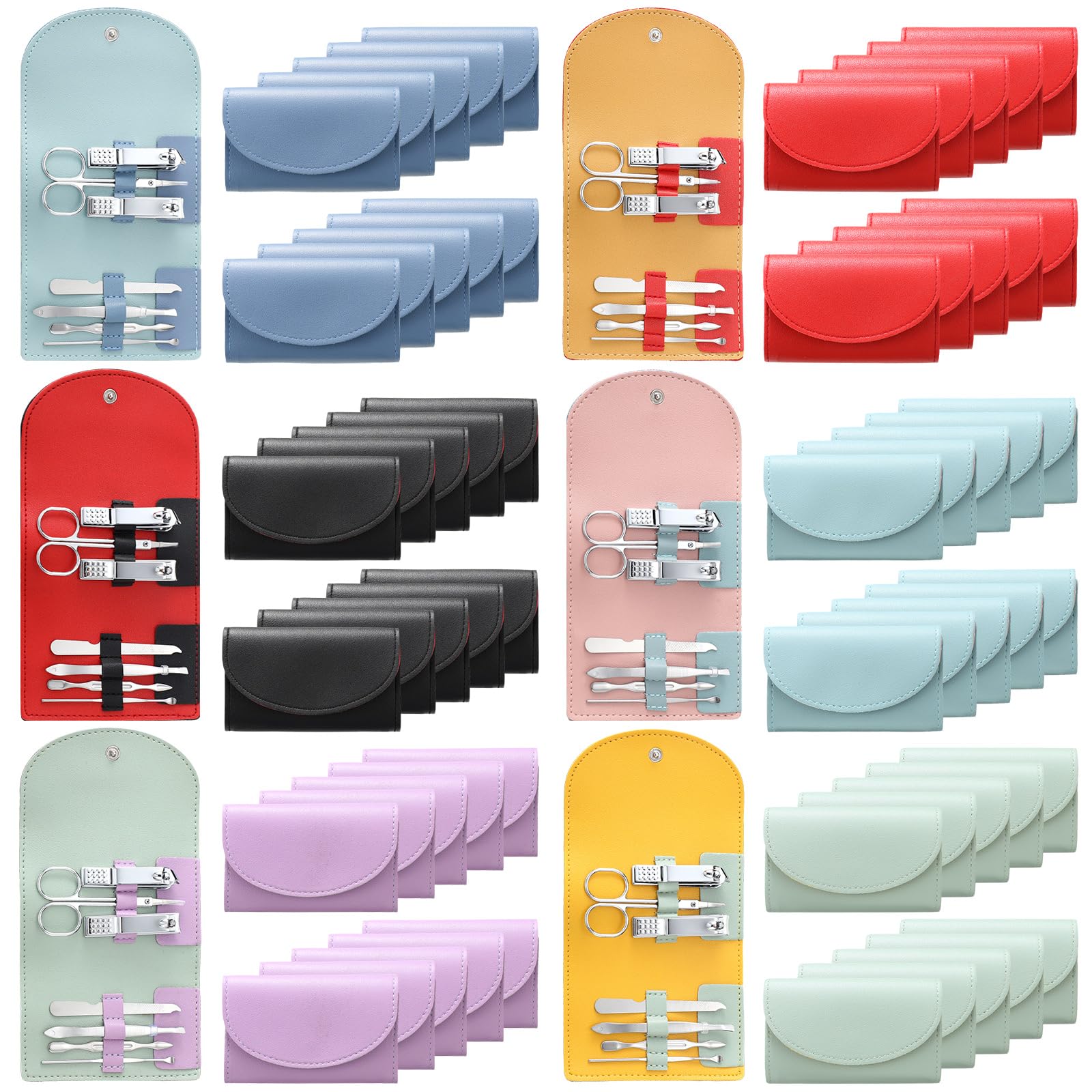 Leriton 60 Sets Travel Manicure Set Professional Nail Set 7 in 1 Stainless Steel Manicure Kit Grooming Kits Nail Care Tools with Care Tools Beauty