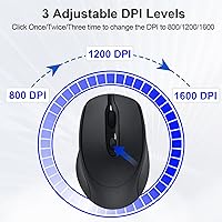 Vista 6 de Ratón inalámbrico recargable Bluetooth silencioso para portátil, iPad, MacBook, PC, Surface Pro, Lenovo, tableta Samsung, diseño ergonómico (negro)