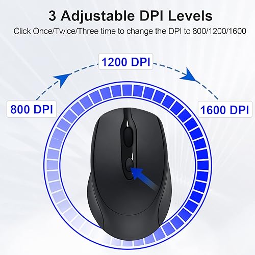 Miniatura 6 de Ratón inalámbrico recargable Bluetooth silencioso para portátil, iPad, MacBook, PC, Surface Pro, Lenovo, tableta Samsung, diseño ergonómico (negro)