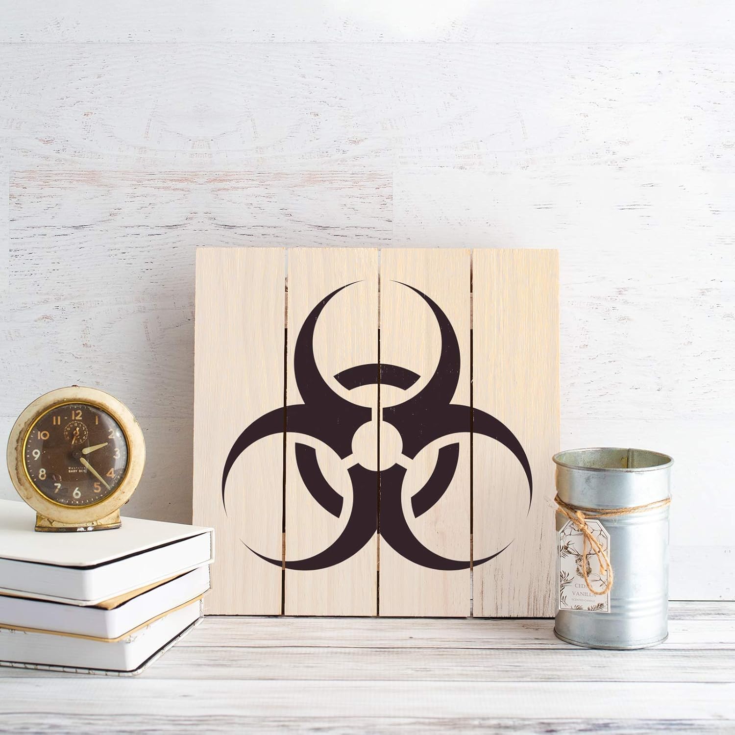 Biohazard Gas Mask Stencil - Hazard Symbol, Reusable