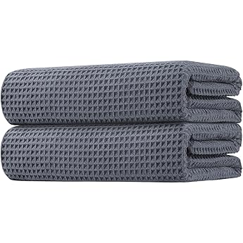 Wokaku Coral Fleece Towel Quick Dry Large Bath Towel Bathroom Towels Bath Sheet Towels Soft Large Towel for Hotel, Pool, Beach, Bathroom, SPA, Gym (Grey Blue-2PCS)