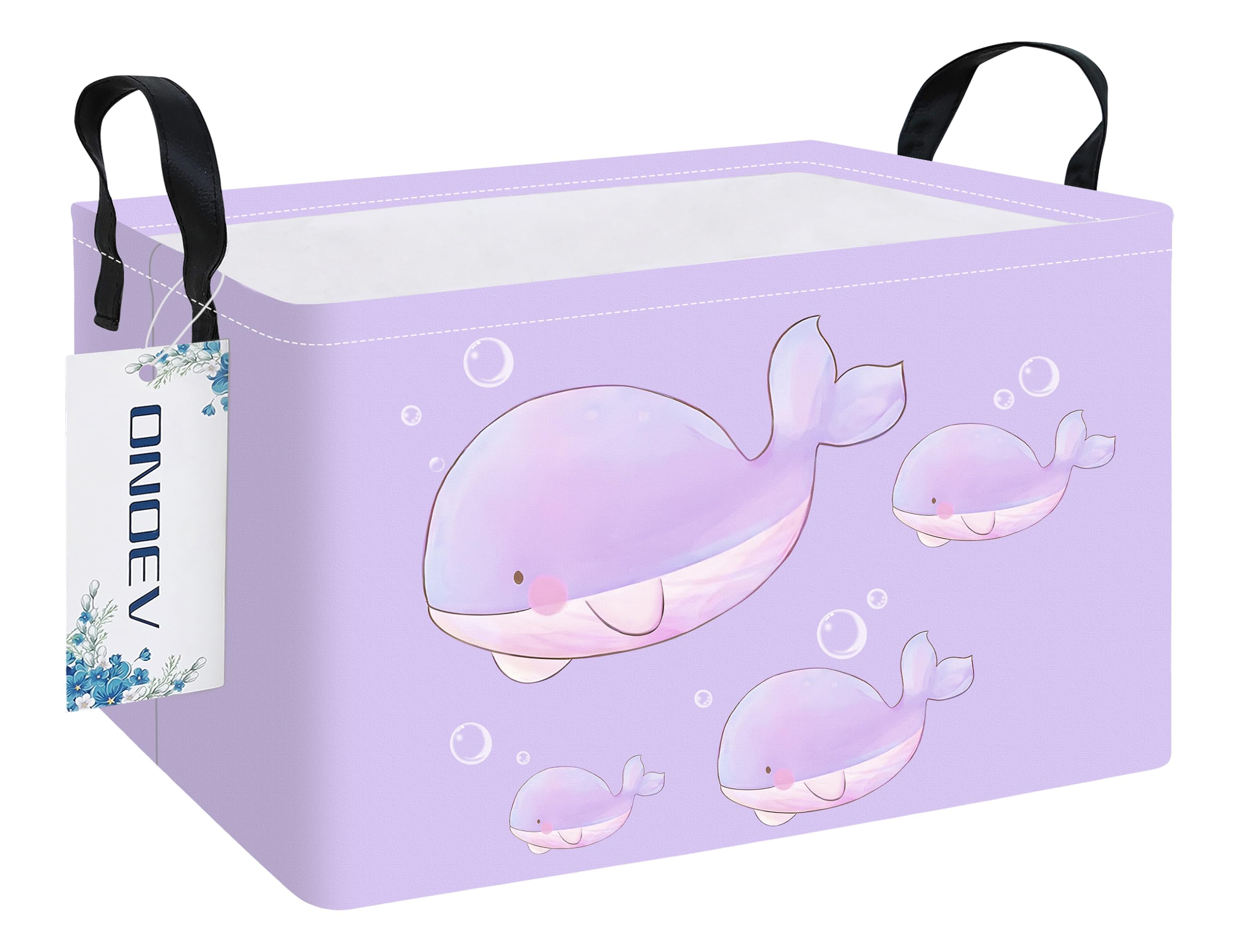 Rectangular Kids Laundry Basket Girls' Waterproof Storage Bins Purple Gift Basket Suitable For Home Decoration and Toy Storage(Purple Whale)-image-38
