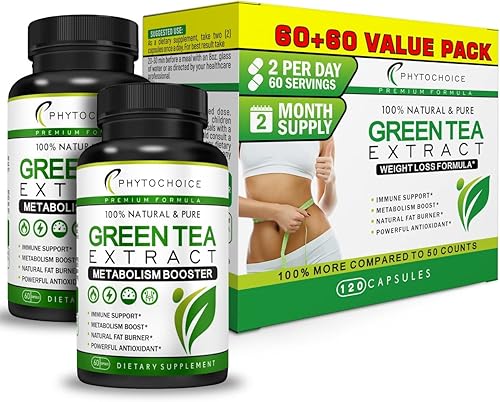 PHYTOCHOICE Extracto de té verde con quemador de grasa natural EGCG y supresor del apetito para apoyar la pérdida de peso las mejores píldoras de