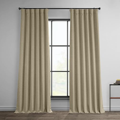 HPD Half Price Drapes - Cortinas de lino sintético texturizado para oscurecer la habitación, dormitorio, sala de estar, 1 panel de 50 pulg de ancho