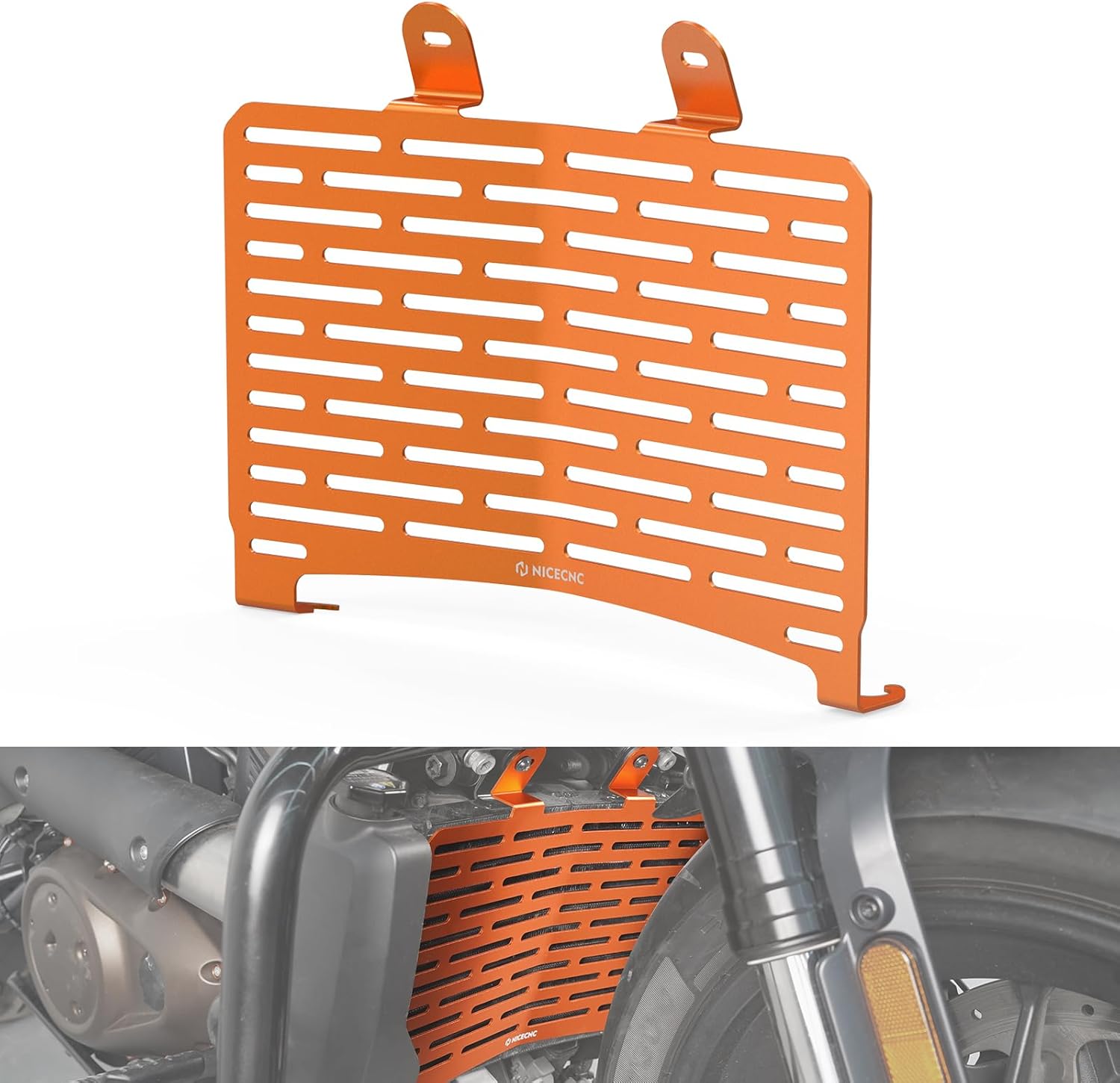 NICECNC Orange Radiator Protection Grille Radiator Shield Compatible with Harley Sportster S RH1250S 2021, 2022, 2023, 2024