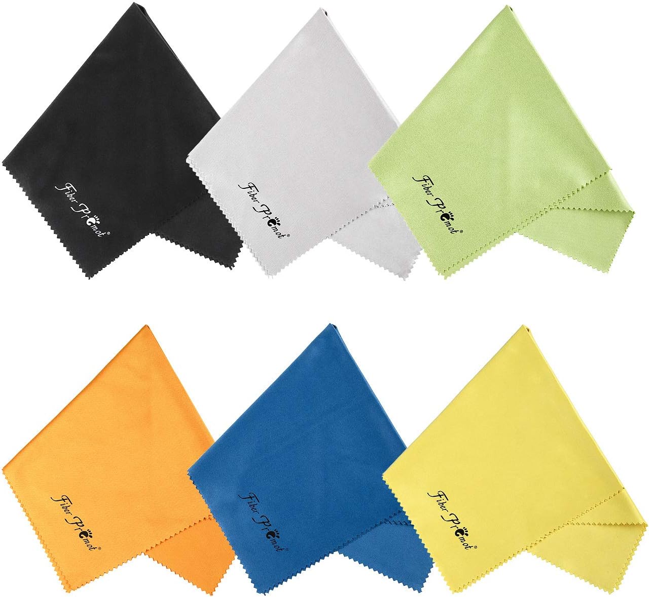 6 Pack Microfiber Cloth for Phone Screens Camera Glasses Lens Square Glasses Cleaning (Black,Grey,Royal Blue,Golden Yellow,Green,Orange,12" 12")