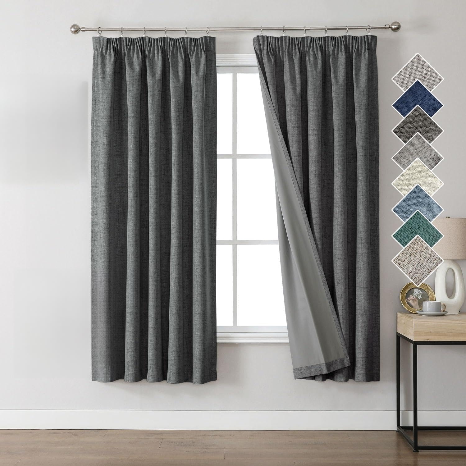 Joydeco Vorhang Blickdicht Gardinen mit Ösen 100% Verdunklungsvorhang Ösenschal Vorhänge 2er Set Deko Ösenschal Thermo Vorhänge für Wohnzimmer Kinderzimmer Schlafzimmer
