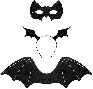 Luinabio Halloween Bat Costume Accessory Bat Ears Headband and Bat Eye Mask for Halloween Party, Cosplay, Costume Ball, Carnival
