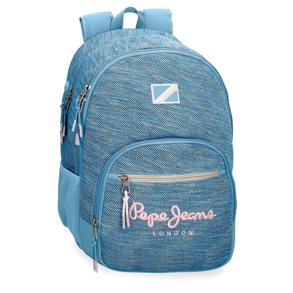 Pepe Jeans Lena Mochila Escolar Doble Compartimento Azul 32x44x22 cms Poliéster