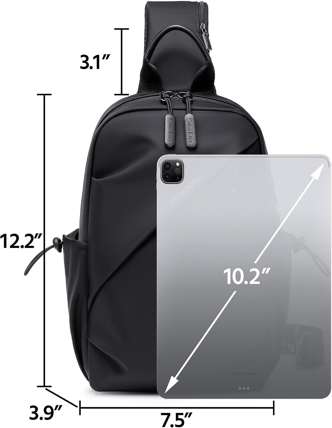 Colins Keirs Men's Lightweight Crossbody Sling Bag, Waterproof Chest Pack for Everyday Carry, Gym, Commute, Anti-Theft Slim Shoulder Bag with Concealed Pocket