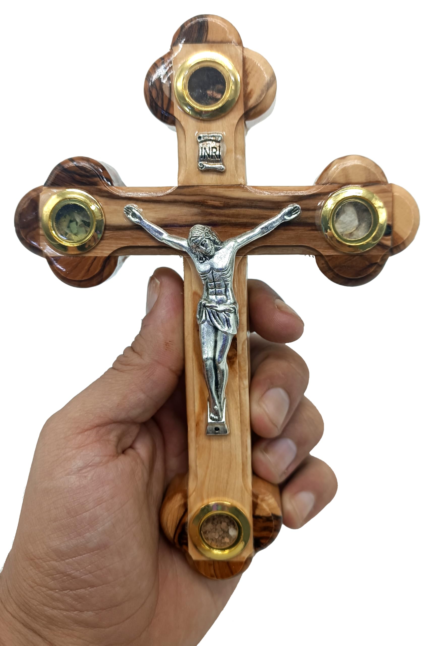 Zuluf Brown Wall Catholic Orthodox Cross With Elements And Crucifix Holy Land 18Cm - Crs035