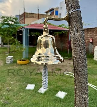 Personalized Brass Bell, Engraved School Wall Hanging Bell, Home Decor Indoor/Outdoor, Nautical Bells, Ship Boat Maritime Decor, Customized Ship Bell (4 inch)