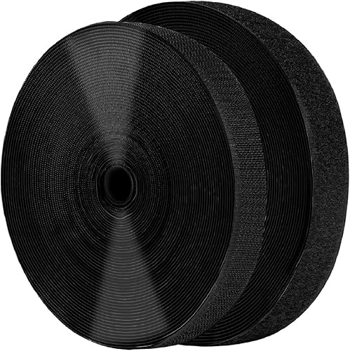 Rollo de cinta autoadhesiva negra de 1 pulgada x 82 pies, tiras adhesivas de nailon resistente con adhesivo, cinta de gancho multifunción para