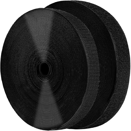 1 Inch x 82 Feet Black Self Adhesive Hook and Loop Tape Sticky Back Roll, Nylon Heavy Duty Strips with Adhesive, Multi-Function Hook Loop Tape for Crafting & Wall Hanging - Black