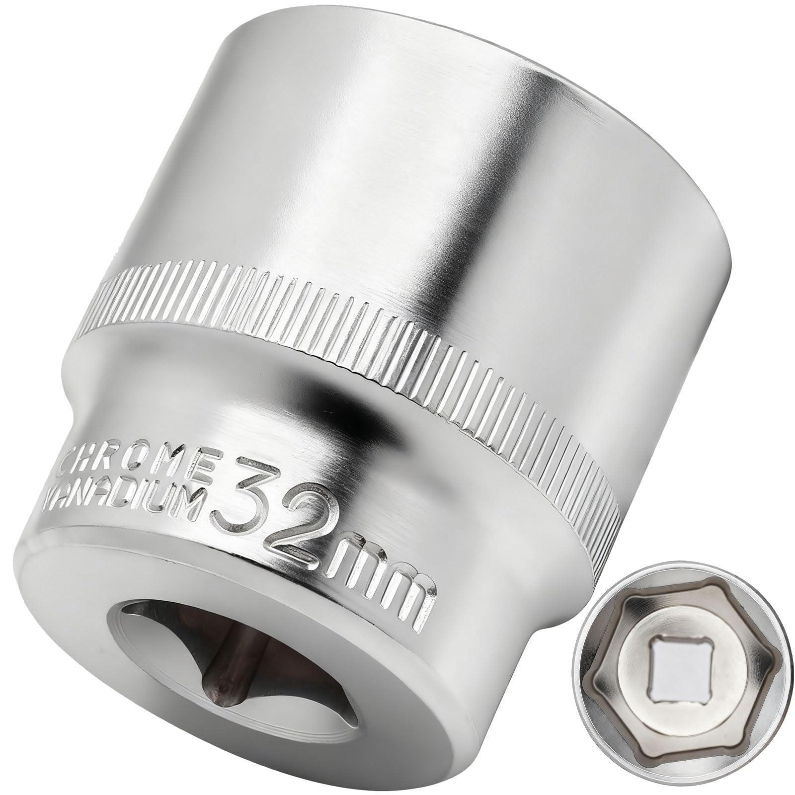 Dakcos 32Mm Socket 1/2" Drive 6 Ponit Wrench Socket Drive Shaft Tool Power Sockets, Cr-Mo