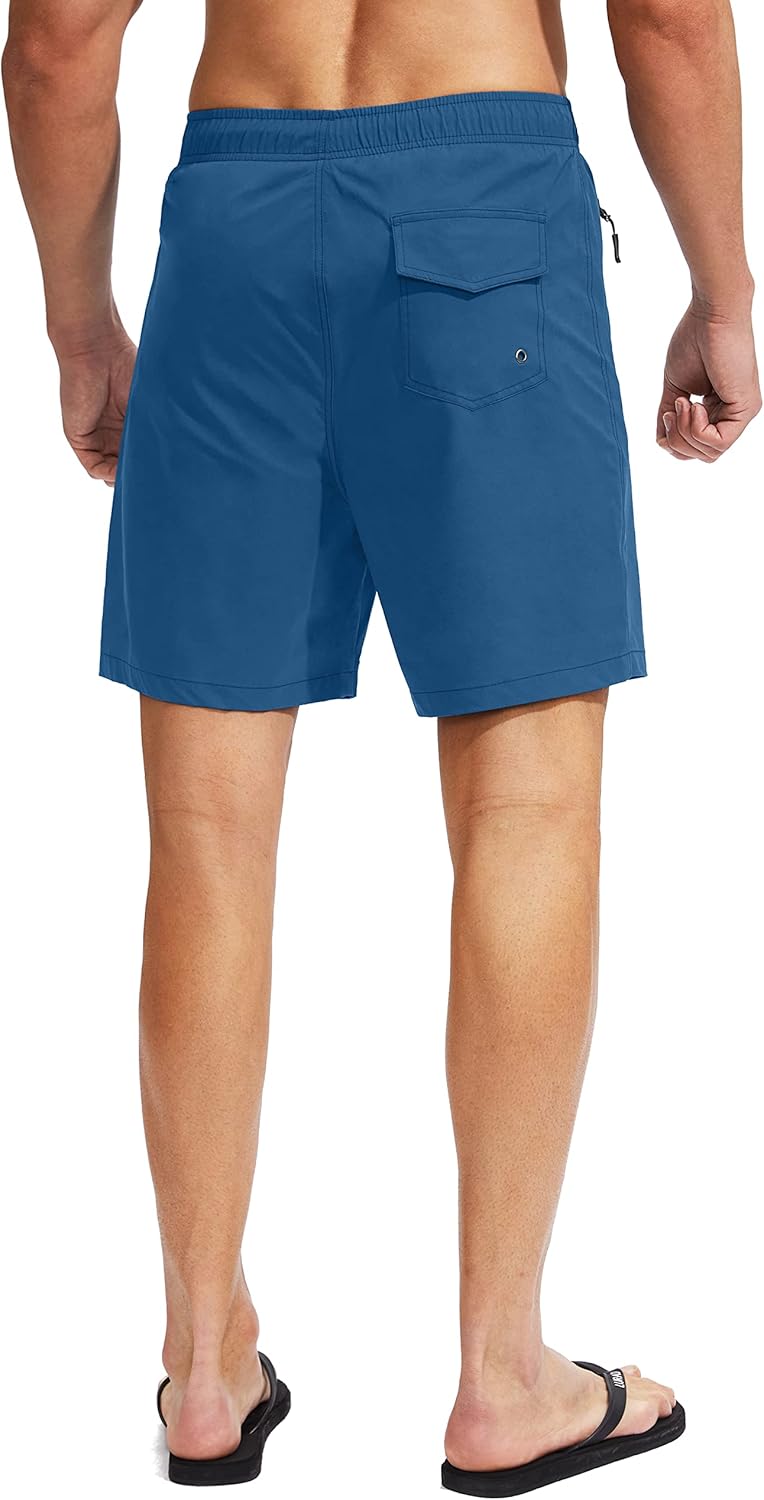 Viodia Men's Swim Trunks with Compression Liner Quick Dry Board Shorts Swimsuit Swimwear for Men with Zipper Pockets - Image 4