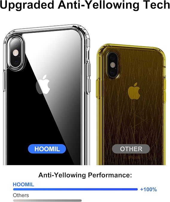 HOOMIL Hülle für iPhone X/iPhone XS Anti-Vergilbung Durchsichtige Handyhülle Stoßfeste Schutzhülle - Transparent