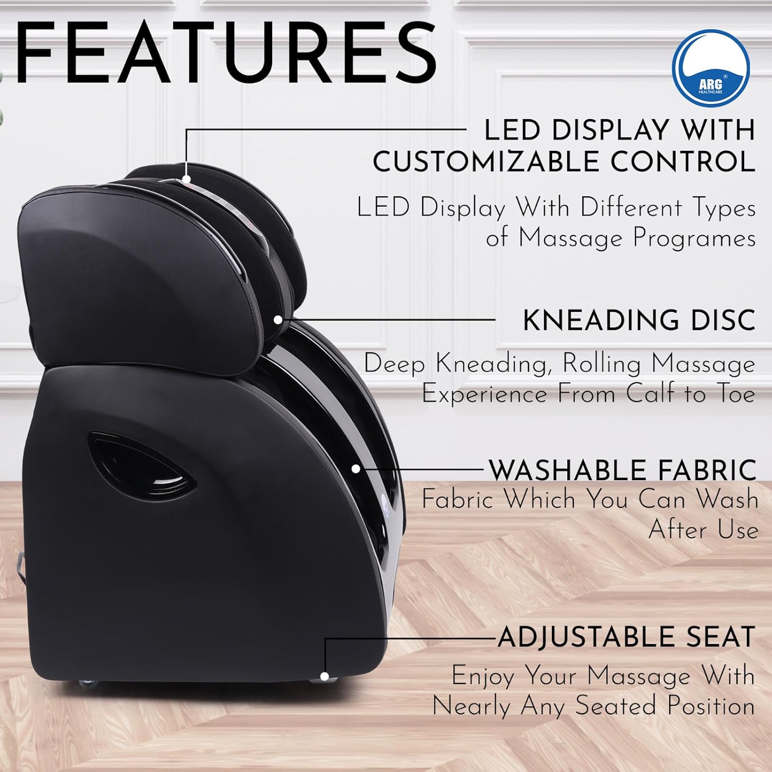 Arg Healthcare C30 leg massage vibration, air compression, roller and heating therap