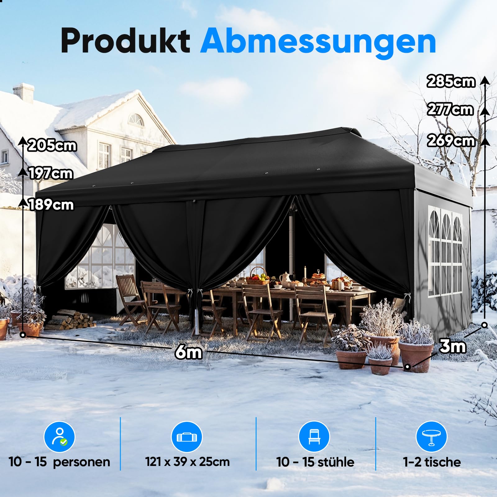 Quictent Faltpavillon 3x6m Pop-Up