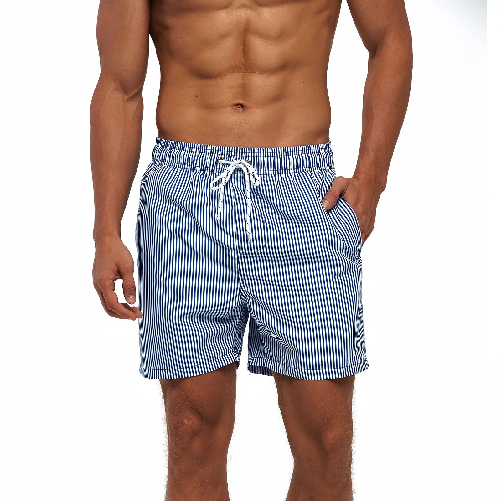 Bañador Hombre Bañador Natacion Transpirable de Secado Rápido con 3 Bolsillos Traje de Baño con Forro de Malla y Cordón Ajustable