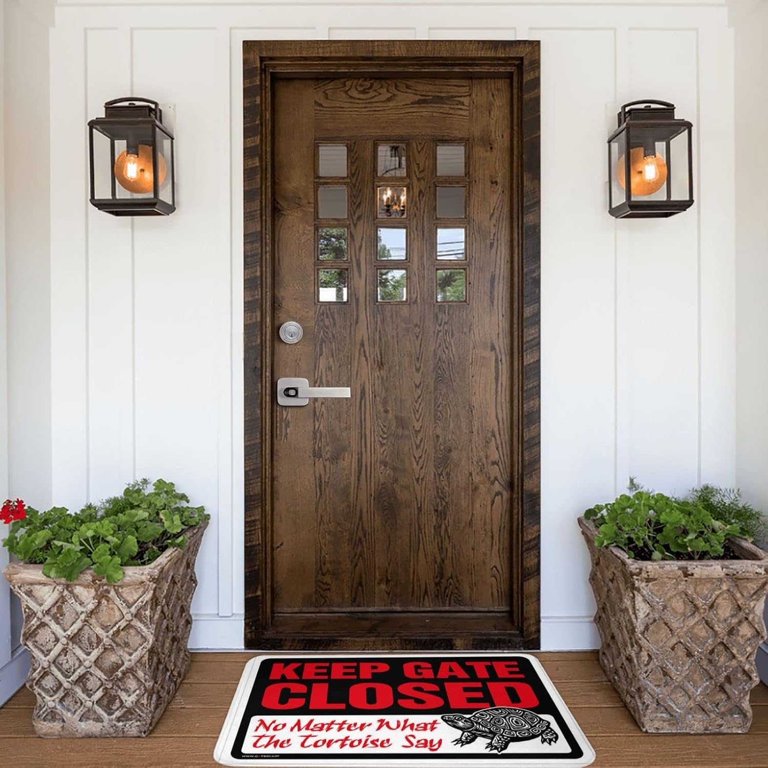 Large Outdoor Door Mat Keep Gate Closed No Matter What The Tortoise Say Doormat Small Outdoor Rug Front Door Rugs Indoor(65X90CM)