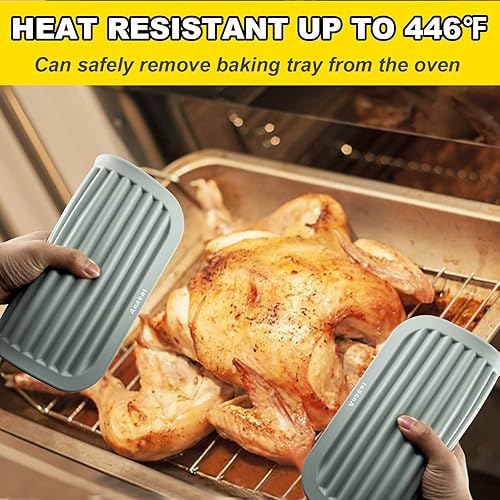 Miniatura 3 de Anaeat Paquete de 2 salvamanteles de silicona para ollas y sartenes calientes, almohadillas calientes de silicona real resistentes al calor para