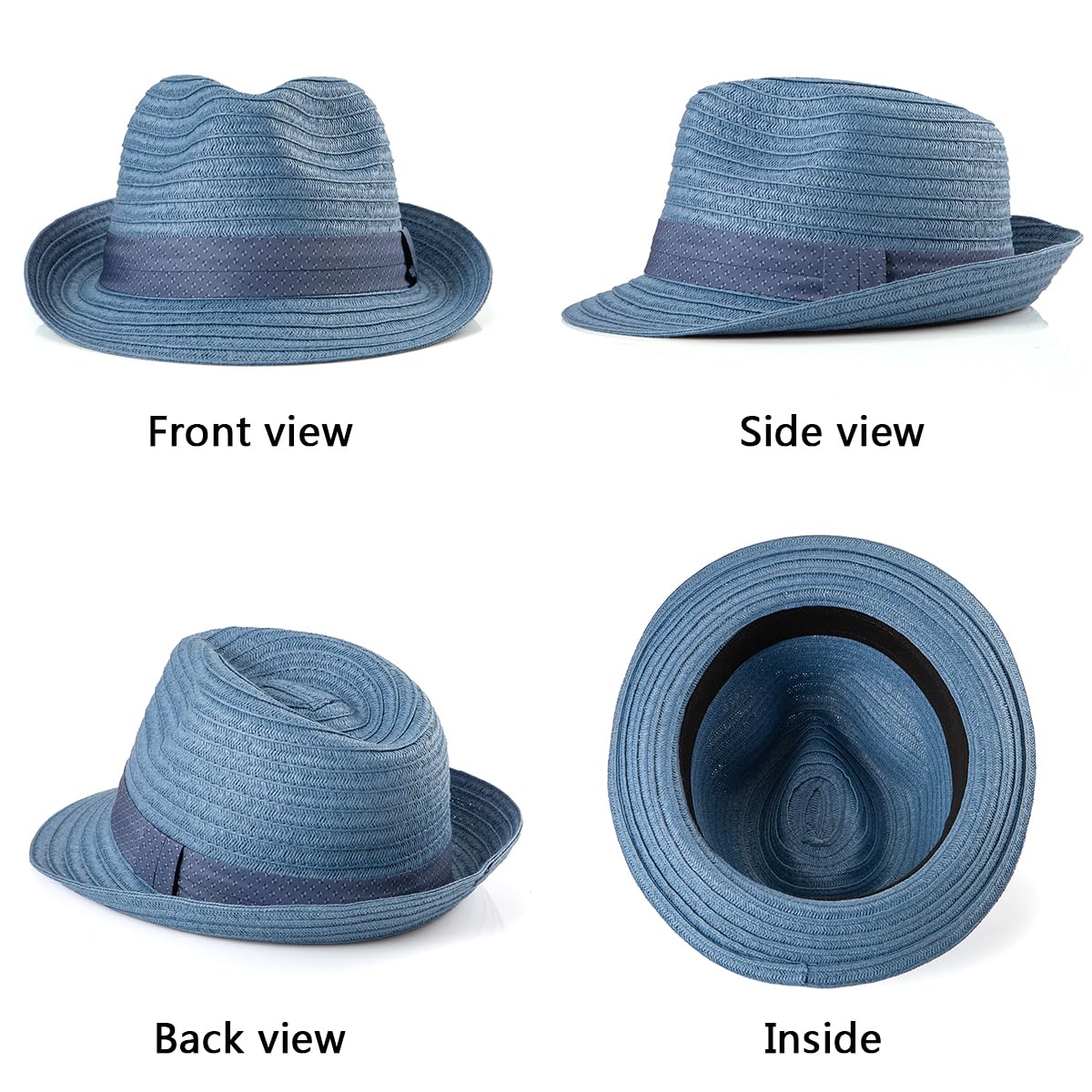 Cappello in paglia da uomo, cappello estivo in paglia Fedoras, cappello da sole, da viaggio, spiaggia, panama