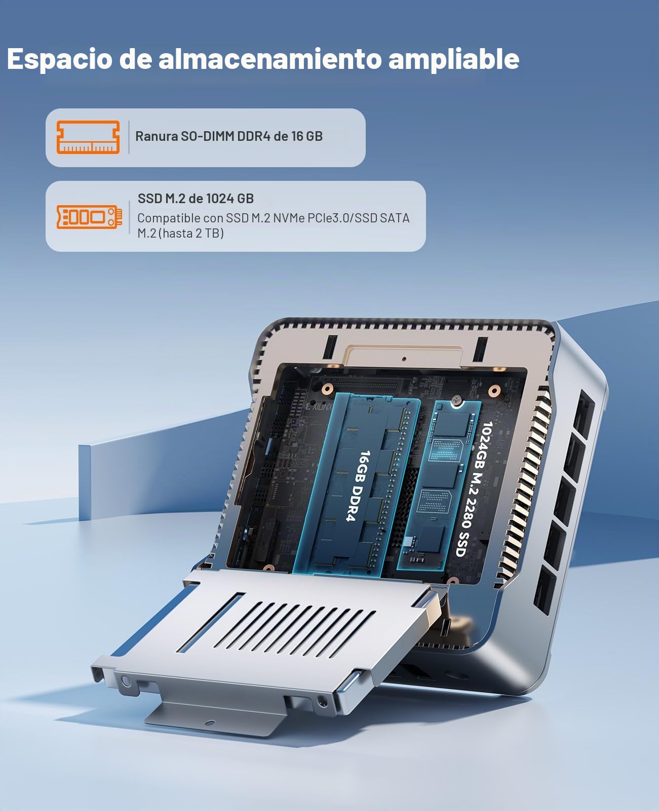 NiPoGi Essenx E2 Mini PC W-11 Pro,Ιntel Alder Lake N97(hasta 3.6GHz),16GB DDR4/1TB SSD,Mini Ordenadore 4K@60Hz Dual Display con HDMI/DP/WiFi/BT,Mini Computadora para Negocios/Escuela 0.27KG Solo