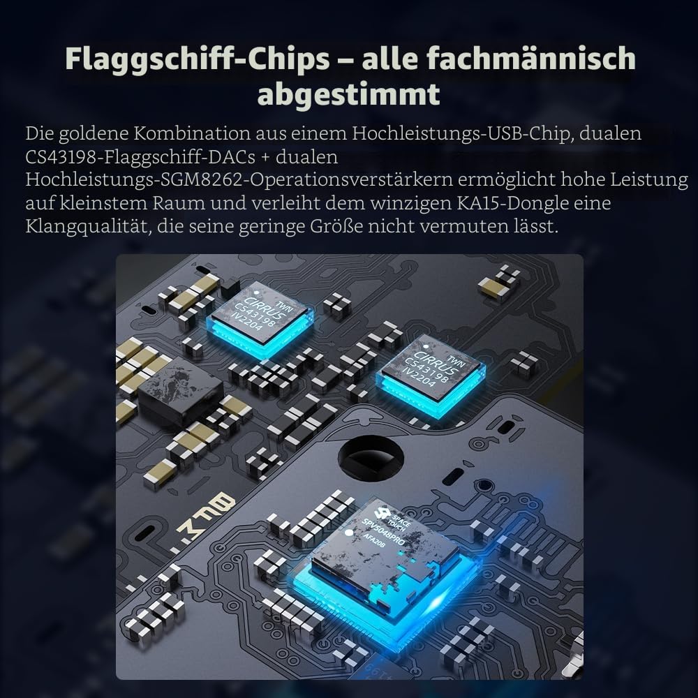 FiiO KA15 Tragbarer DAC- und Kopfhörerverstärker (schwarz)