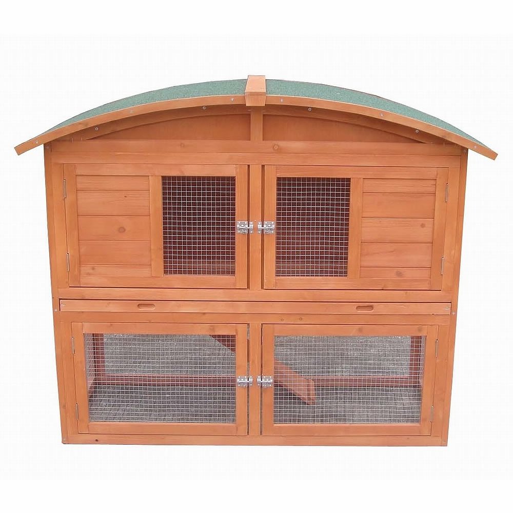 Melko Hasenstall Kleintierhaus mit Freilaufgehege, 120 x 56 x 98 cm, aus Holz, inkl. Rampe und Runddach