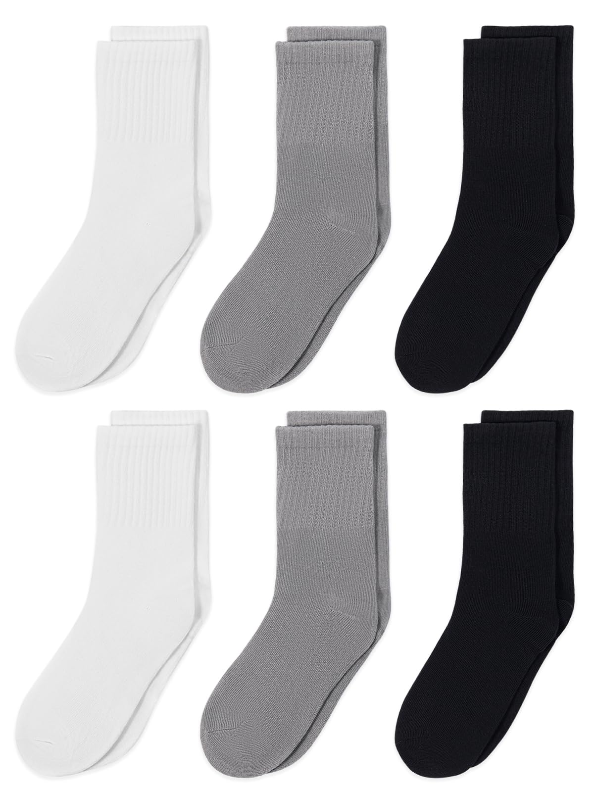 Haloumoning Boys 6-Pair Crew Socks 1-15 Years Kids Cushioned Athletic Socks Soft Running Basketball Socks