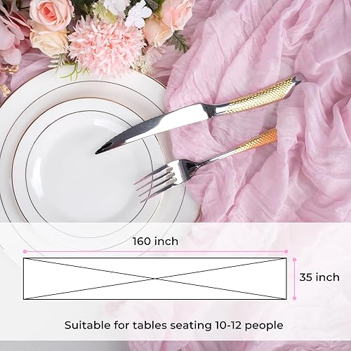 Miniatura 4 de Babenest Camino de mesa de tela de queso rosa rubor de 13.3 pies, paquete de 2 caminos de mesa de gasa bohemia para despedida de soltera, baby