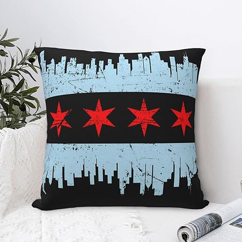 Miniatura 4 de Fundas de almohada decorativas con diseño de horizonte de la bandera de Chicago, fundas de almohada decorativas de 18 x 18 pulgadas, para decoración