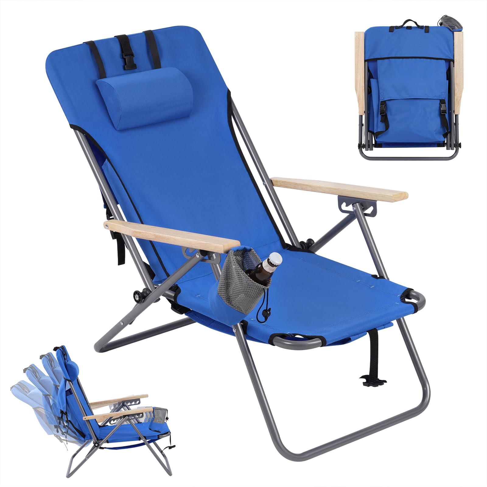Set Van 2 Opvouwbare Campingstoelen - Klapstoelen Voor Buiten - Met Armleuningen En Bekerhouders Stabiel Frame Draagvermogen 120 Kg Groen