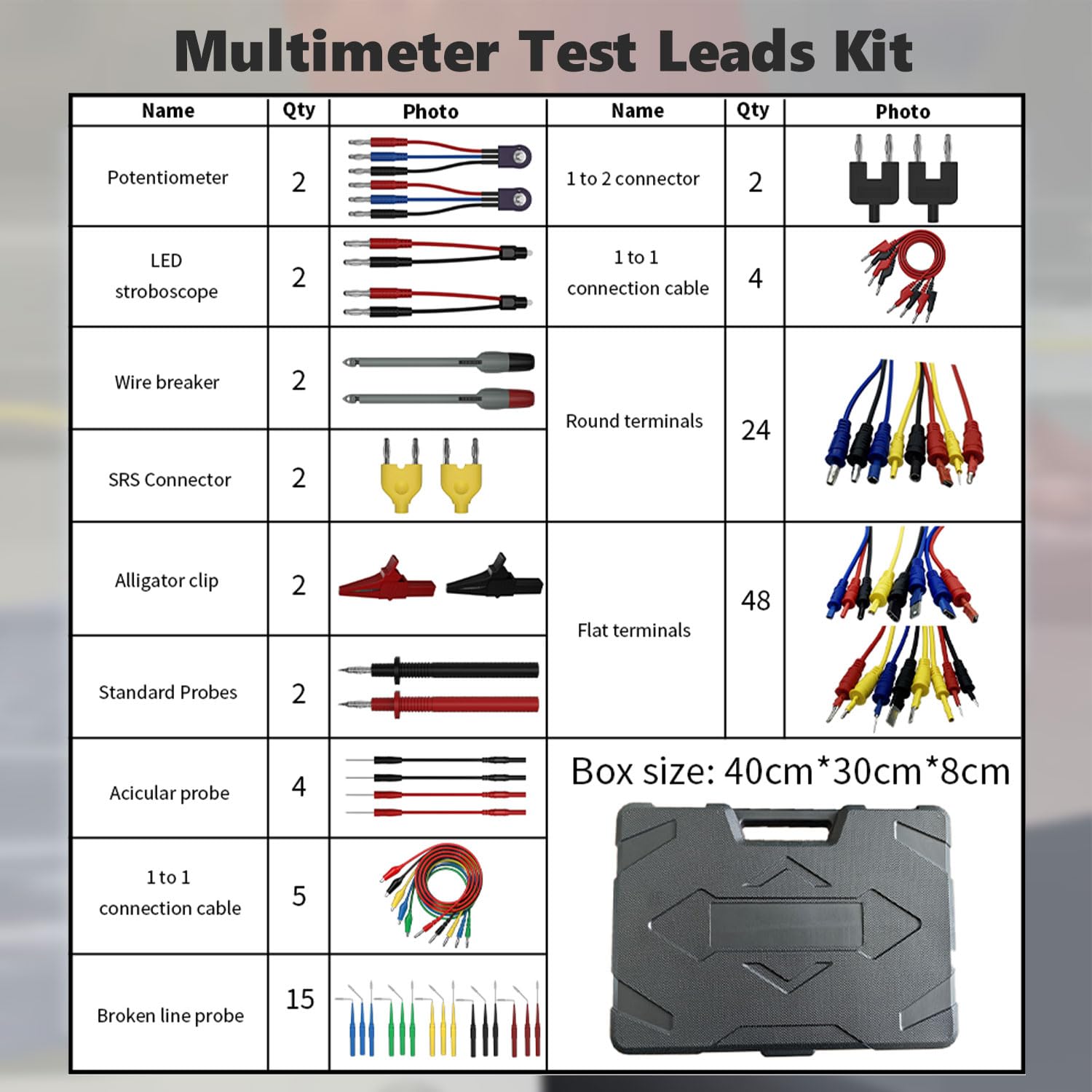 Kit de cables de prueba de multímetro, 110 unidades, kit de cables de multímetro, kit de sonda trasera eléctrica, kit de cables de prueba de circuito automotor, herramienta de diagnóstico de prueba de