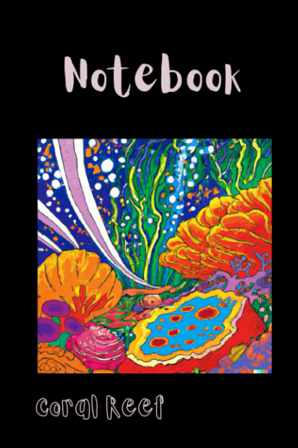 Notebook: Coral Reef Notebook with vibrant abstract glossy cover illustration. 120 white lined pages , size 6x9 inches