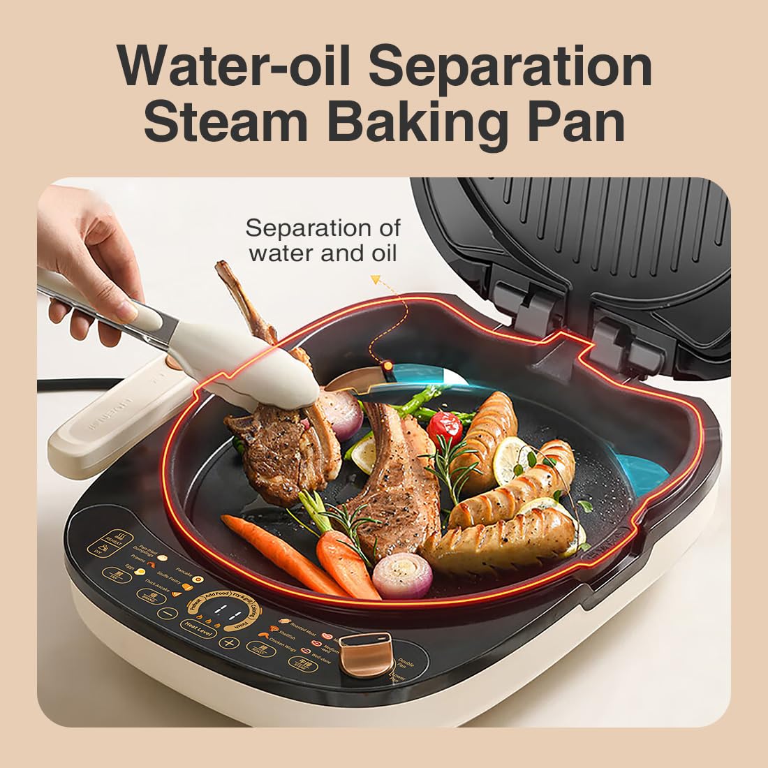 LIVEN Electric Baking Pan LR-D3027S, Removable Electric Griddle for BBQ, Bakery, Steak, Egg Pancake, 1500W