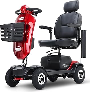 Elektromobil Seniorenmobil – 20AH Akku, 25KM Reichweite, 300W Motor, 9“ Luftreifen, Verstellbarer Schwenksitz mit Kopfstütze, LED-Beleuchtung, Klappbar & Tragbar – Elektrisches Mobil für Seni