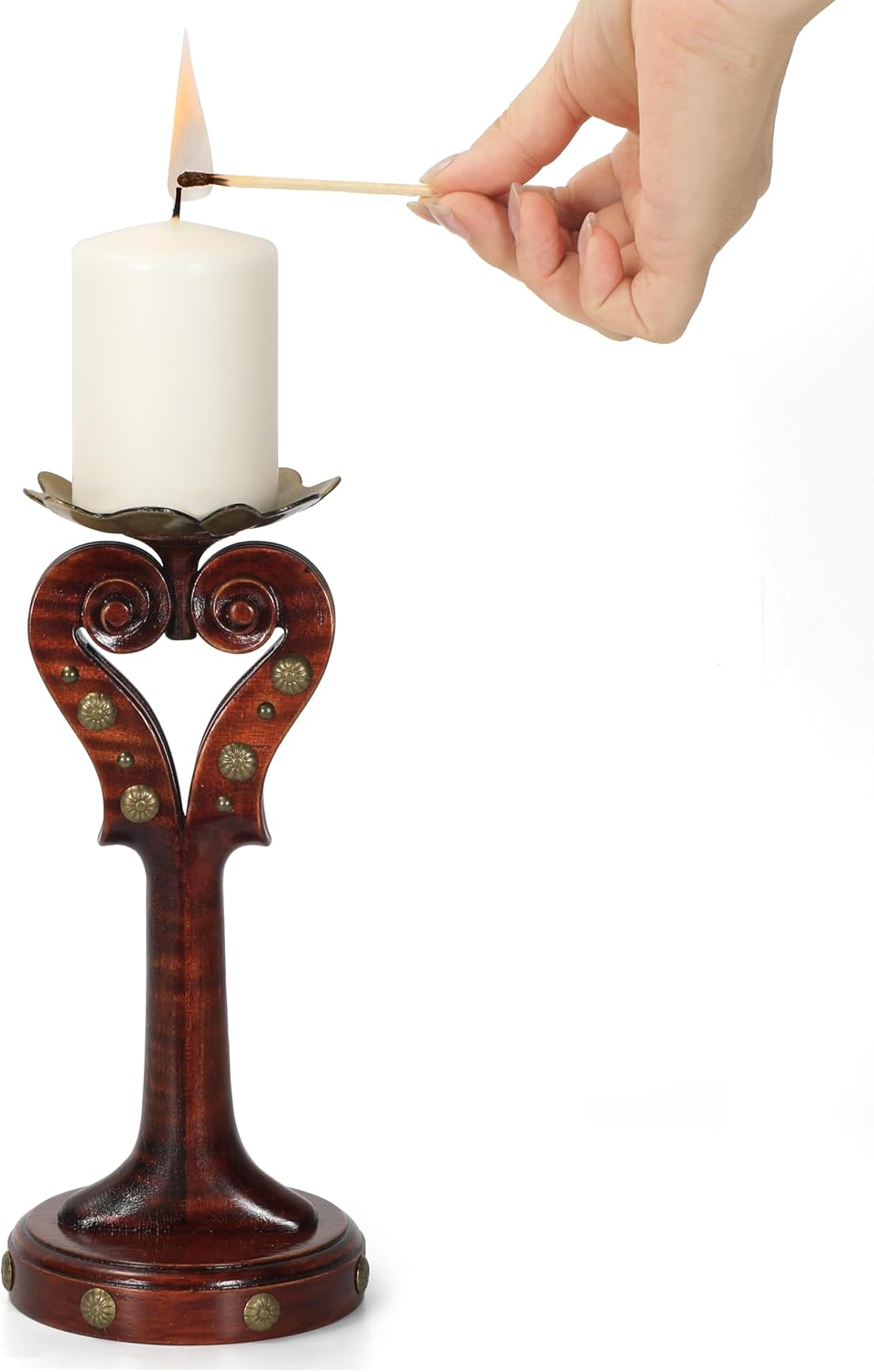 Handcrafted Wooden Violin Candle Holder，Multi-Use Candle Stand, Incense & Jewelry Organizer - Solid Wood Decor, Music Lover Gift, Handmade by Violin Artisans (Bronze Lotus Tray)