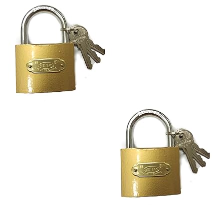 MEIBAO BAS Basics 50mm Pure Metal pad Locks for Doors and Gates (Pack of 2, Medium, Bronze)