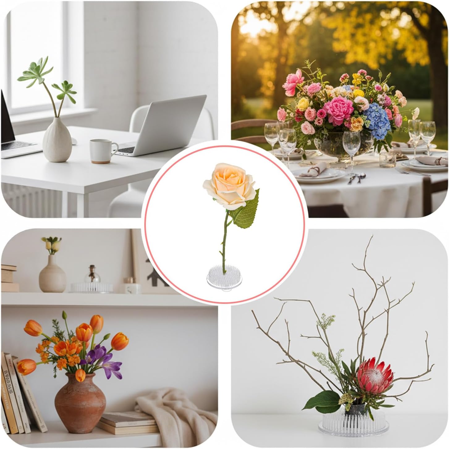 Ckhoid 30PCS Plastic Flower Frog, 2.7 Inch Exquisite Clear Floral Frog Flower Pins for Arrangements Vase, Round Floral Arranger Holder Kenzan Arrangement Tool for Vases Wedding Centerpiece Plant Decor