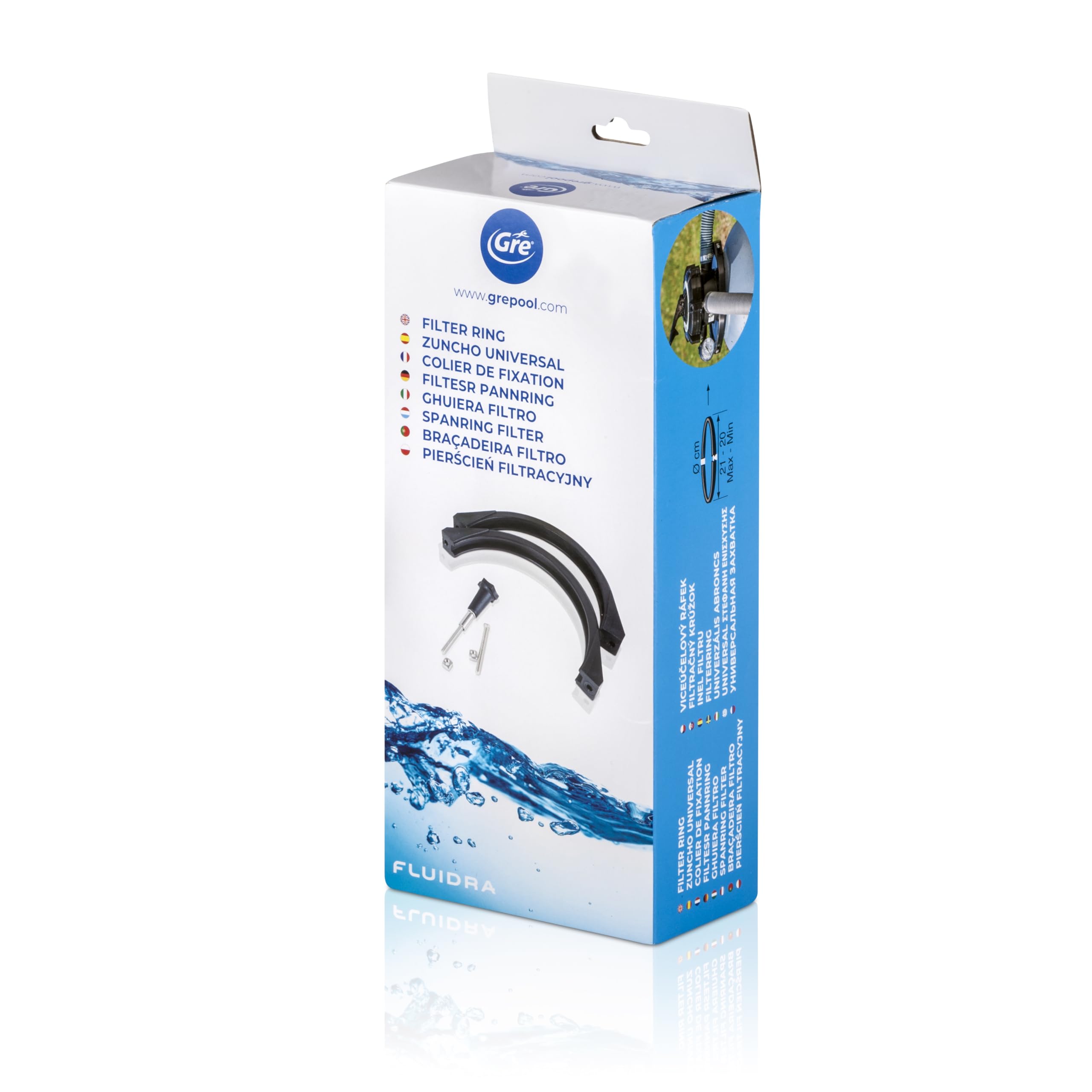 Gre AR508 - Zuncho Universal para la Cuba del Filtro. Apto para filtros con Cuello Entre 20 y 21 cm.