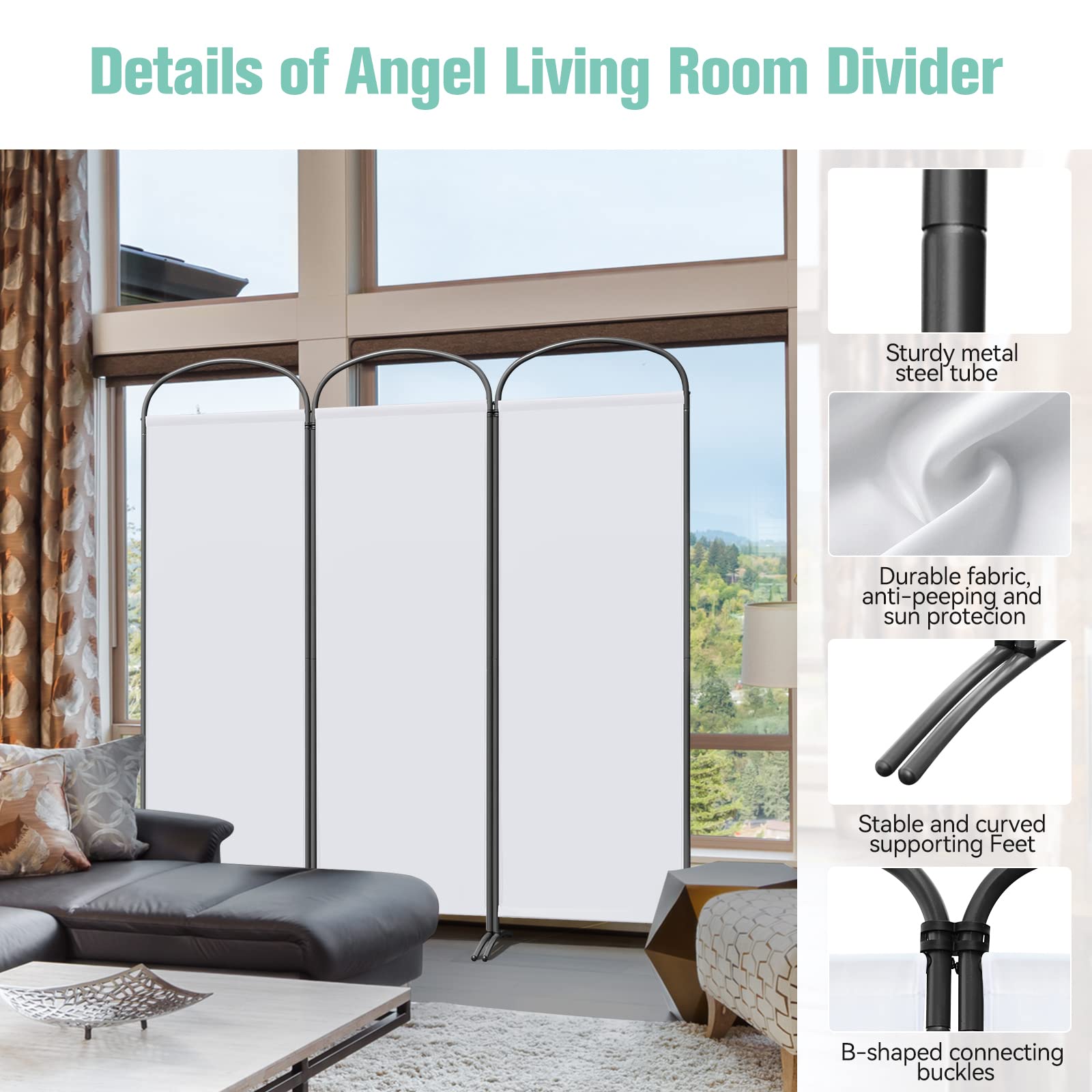 VEVOR Room Divider 3 Delig Opvouwbaar Privacy Scherm Scheidingsscherm Zwart 1566876888