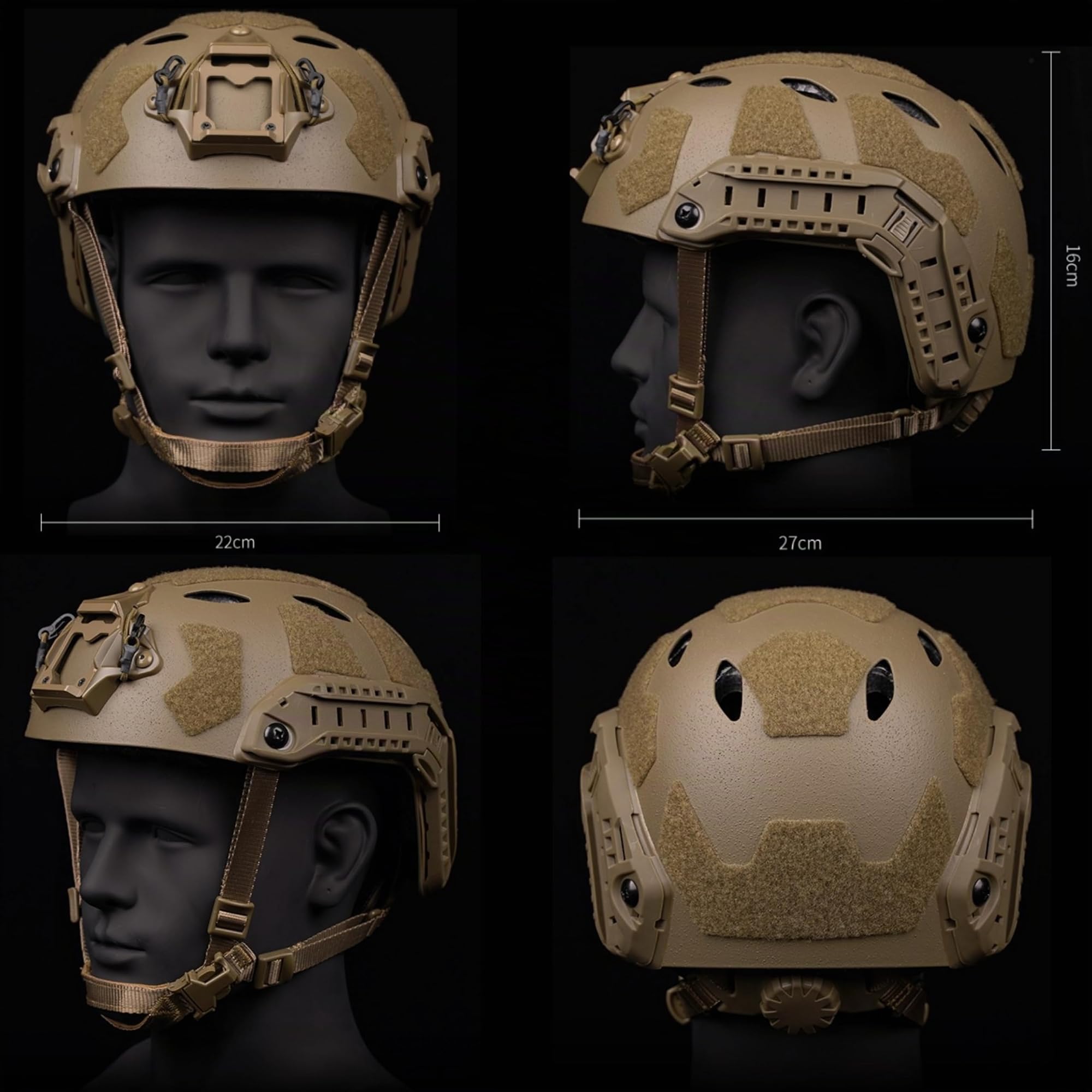 Casque Tactique Fast SF High Cut, Version sablée, Fentes pour Sangles de Casque, Trous de Connexion pour Masque de réserve, Casques Airsoft CS Game