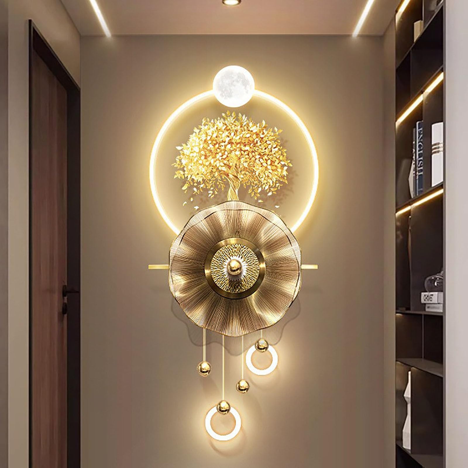 3D Große Wandkunst Dekor mit LED-Beleuchtung für Wohnzimmer und Korridor, kreatives Landschaftsdesign
